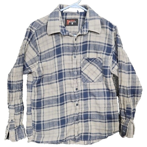 Men's Blue/Gray Plaid Flannel  Shirt Nucci Exchange Size Med - Picture 1 of 10